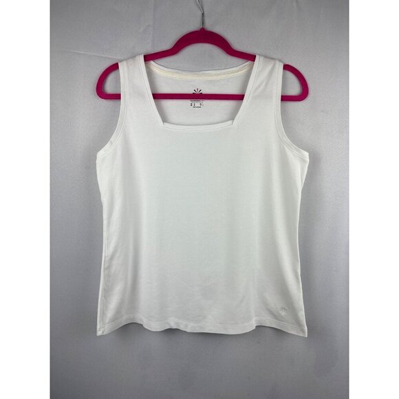 Isaac Mizrahi Live Womens White Cotton Tank Top M - Picture 2 of 6